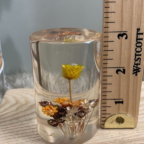 Vintage Daisyglas Company Campbell Calif Hand-Crafted Lucite Flowers Paperweight - Picture 2 of 15